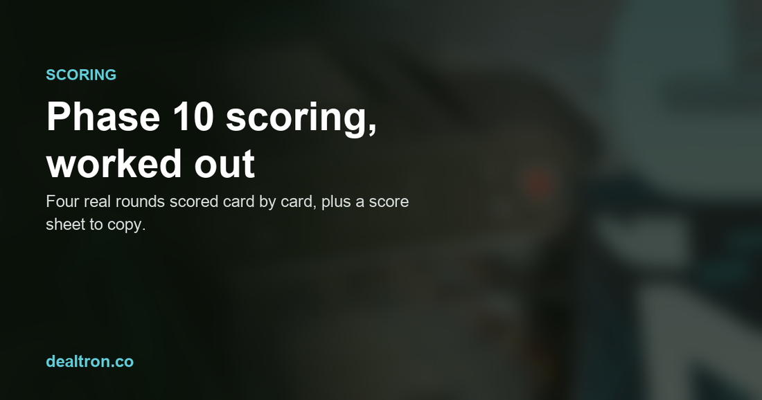 Phase 10 scoring explained, with four rounds scored out