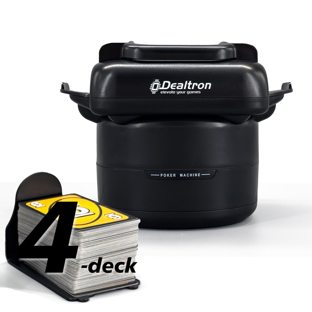 Dealtron X4 automatic card shuffler with four decks of cards