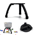 Foldable dealer stand for the Dealtron MAX6, unfolded and folded