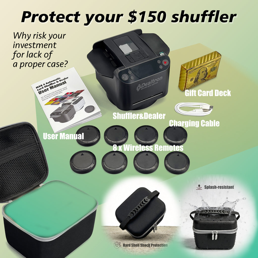 Dealtron MAX6 All-in-One Automatic Card Shuffler and Dealer with Carry Case