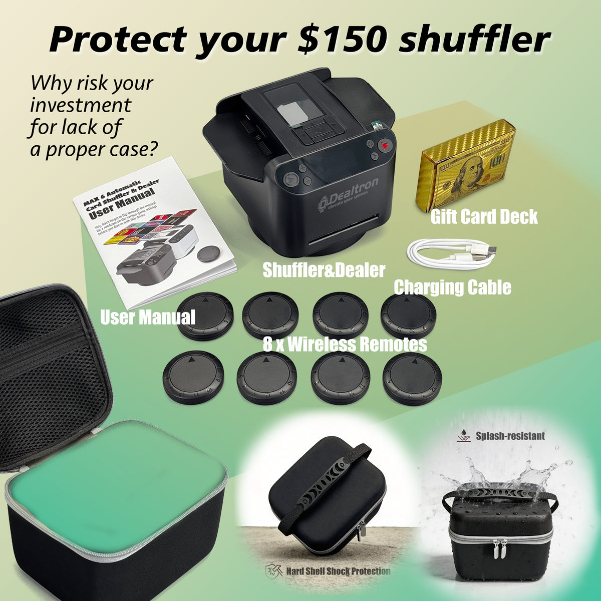 Dealtron MAX6 All-in-One Automatic Card Shuffler and Dealer with Carry Case