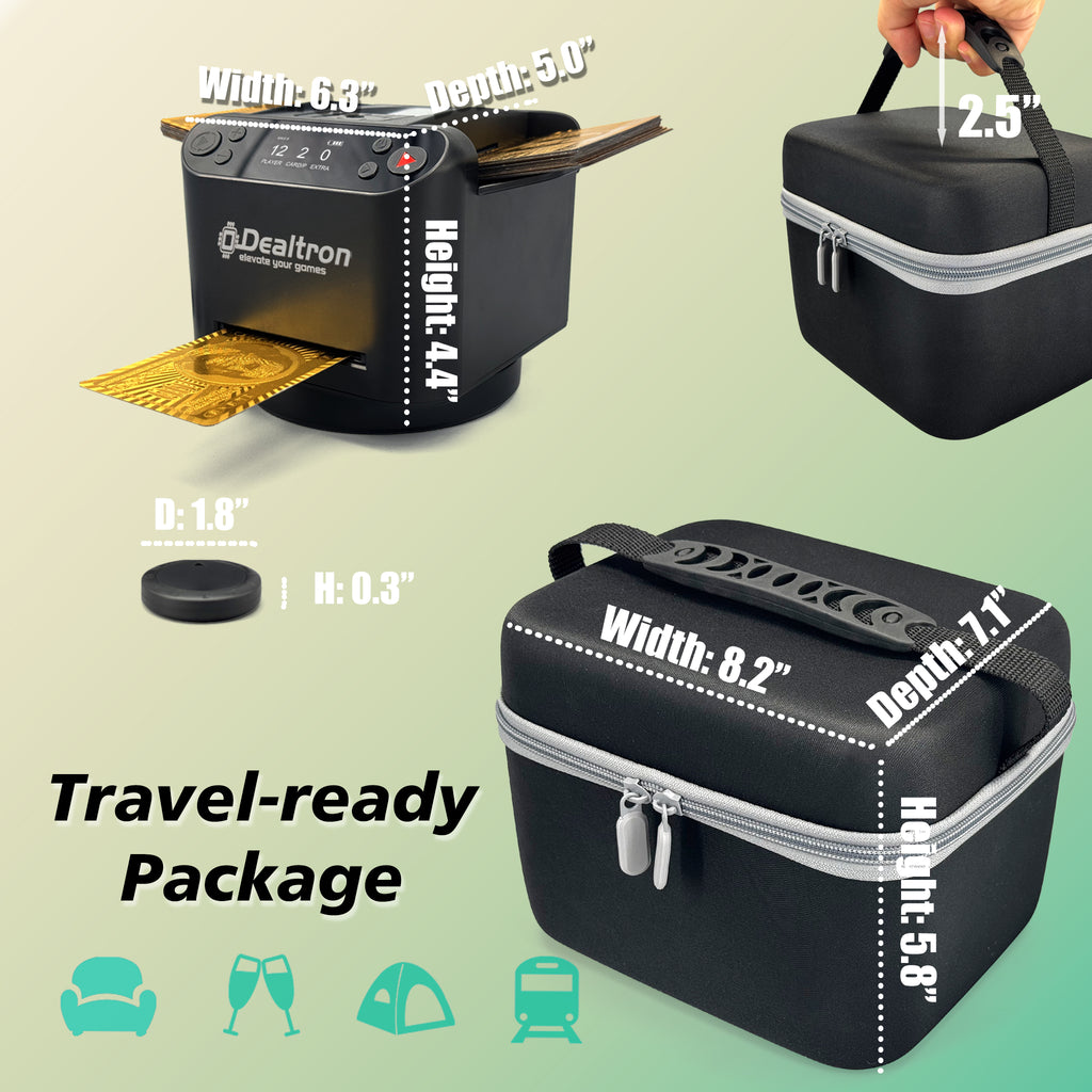 Dealtron MAX6 All-in-One Automatic Card Shuffler and Dealer with Carry Case